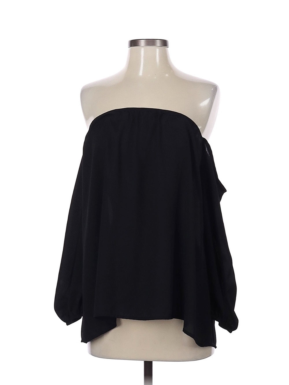 mittoshop Black Off-Shoulder Long Sleeve Blouse